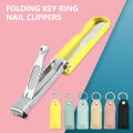 Ultra-Thin Portable Folding Nail Clipper Compact Nail File Cutter Collapsible Fingernail Trimmer Clippers With Key Ring Pu Cover. 