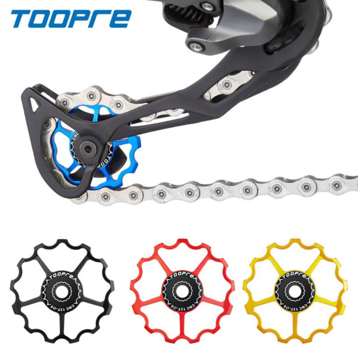 Durable TOOPRE Bicycle Rear Derailleur Guide Wheel Aluminum Alloy 11T 13T Mountain Bike Derailleur Lightweight Steel Bearing Bike Jockey Wheel