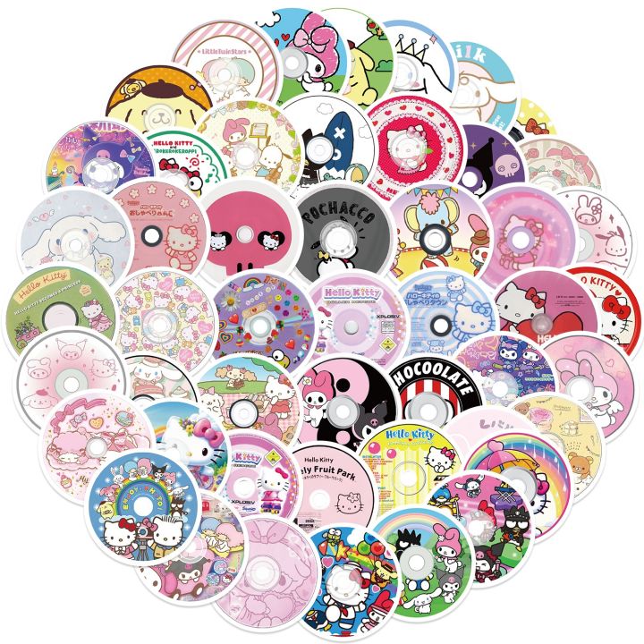 10/30/50PCS Kawaii Kuromi Hello Kitty Stickers Sanrio Cartoon CD ...