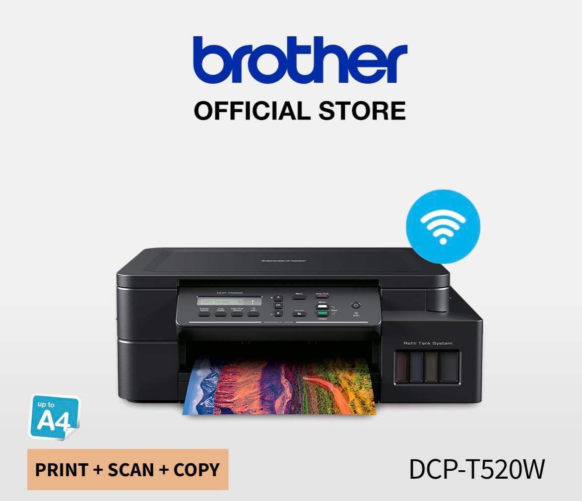 Brother DCP-T520W 3-in-1 (Print, Scan, Copy) Multifunction Printer With Wireless and Mobile Printing 1 Line Display Windows, macOS Supported