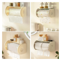 Bathroom Paper Towel Organizer Large Roll Wall Mount Holder with Clear Dustproof Cover Modern Tissue Dispenser Storage B. 