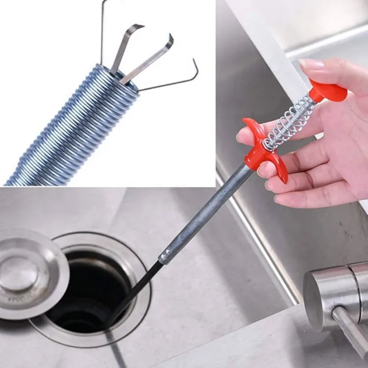 Linear Spring Cleaner Ronest Hair Catching Drain Pipe Cleaner Spring Stick, Wire Spring Sink ...