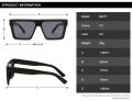 Tomford 22011 Korean Trendy Classic Unique Design Viral Tiktok Flat Black Fullrim Square Sunglasses For Unisex. 