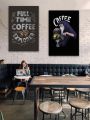 Coffee quotes 4pcs panel wall frame. 
