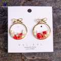 Golden/Multicolored Resin Art Circular Earrings For Women-Jewels of Nepal. 