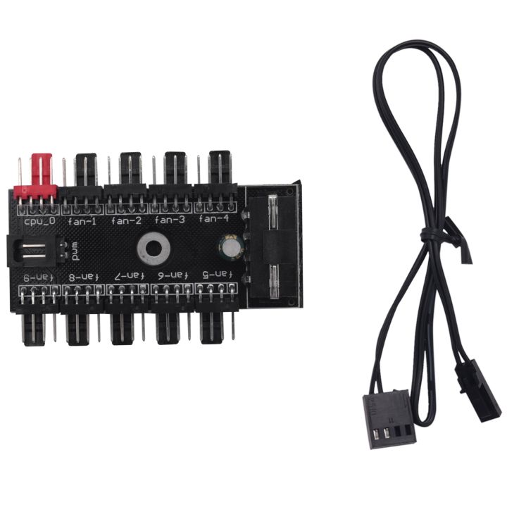 10 Port PC Chassis Fan Hub CPU Cooling HUB 12V 4 Pin Fan PWM Hub Molex ...