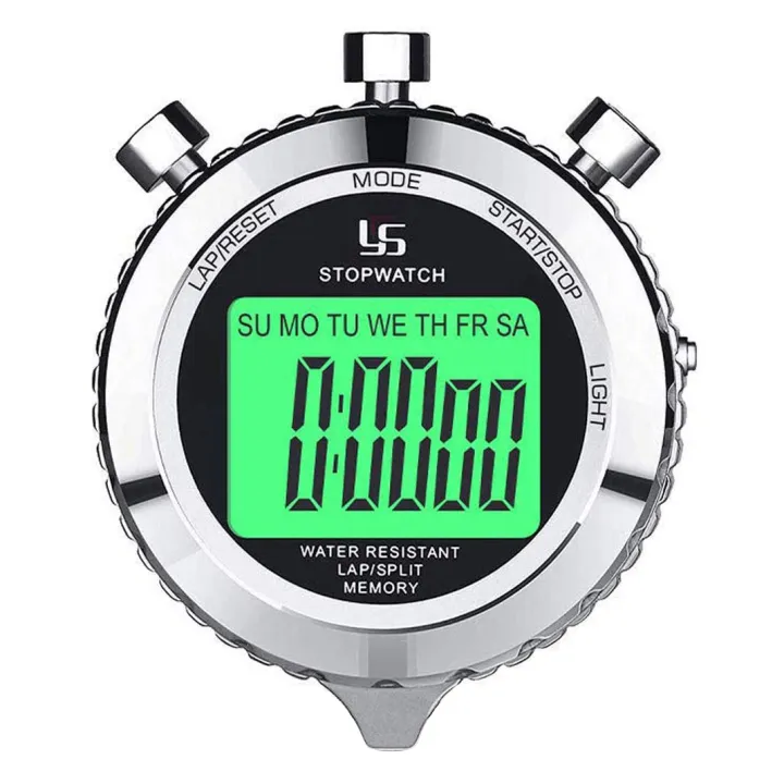 Digital Stopwatch Timer Metal Stop Watch with Backlight, 2 Lap ...