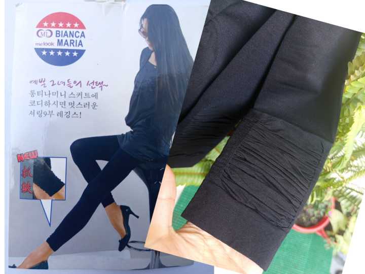 Black Transparent Women's Leggings, Ankle Length,