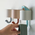 Cartoon Cute Soft Cute Childlike Squirrel Hook Coat Hook Free Punch Storage Rack Home Wall Decoration Storage Hook Blue. 