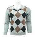 Sweater for Men – Grey Woolen Full Sleeve Argyle Pattern | Winter & Formal Wear Pullover. 