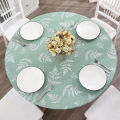 Likovie Windproof Tablecloth Waterproof Nordic Style Leaf Print Round Table Cover with Anti-slip Backing Easy Care for Banquets for Sun. 