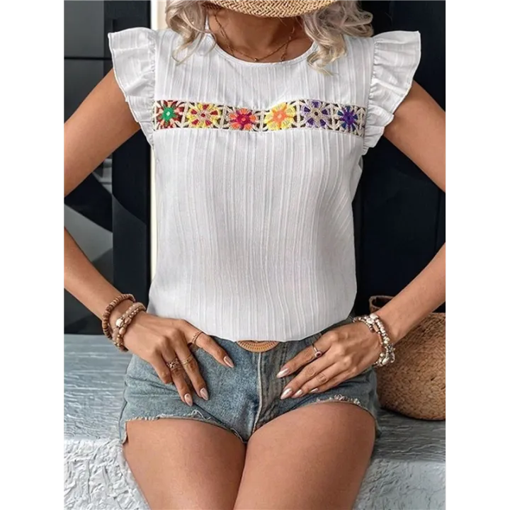 Women's%20Floral%20Embroidery%20Blouse%20White%20XL%20-%20Image%207