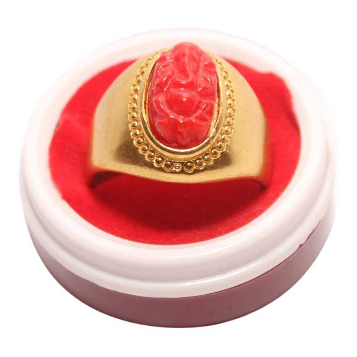 Golden Stylish Ganesh Muga Ring For Women