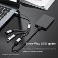 1 PCS USB to USB 2.0 Triple USB Port HUB OTG Adapter Cable USB Extension Splitter USB A to 3 USB. 
