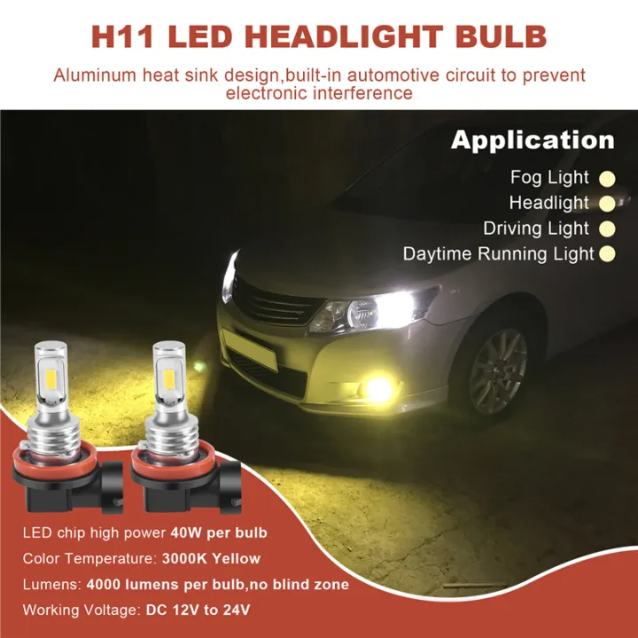 H11%20H8%20H16%2080W%204000LM%203000K%20Yellow%20Tech%20LED%20Fog%20Lights%20Conversion%20Bulbs%20Kit%20-%20Image%205