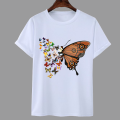 Ladies Butterfly Print Cotton T-Shirt, Available in S, M, L. 