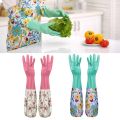 3 Pair Household Latex Cleaning Gloves Apron, Dish Washing Gardening Laundry Kitchen Rubber Long Gloves Without Fluff Inside Single. 