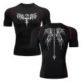 HOT Printed Compression Shirt For Men Short Sleeves Gym Rash Guard Jogging Fitness Muscle Wear Shirt Athletic Clothes Tops Summer. 