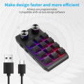 Custom Keyboard Hotswap Keypad Volume Button Programming Macro Gaming Black, 12 Keys 2 Knob Bluetooth. 