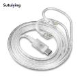Sutuiying New KZ TypeC Silver Plated Upgraded Earphone Cablel DAC Digital Original Decode Stereo 2 PIN 0.75MM HIFI For ZSNPro EDXPro Merga Castor. 