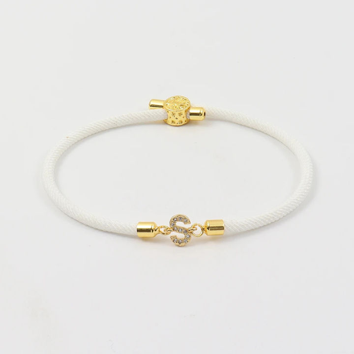 2025 New Bracelet Fashion Brass Options Black Pincl Bracelet Obega Old Color Initials CZ White Rope Cap Girl Fashion