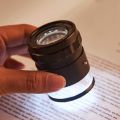 Sojhoop LED Scale Loupe 10X Illuminated Desktop Magnifier Metal Detachable Reticle Coated Optical Glass Lens Focus Adjustable A. 