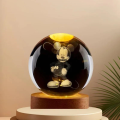 Birthday Gift Night Light Doll Anime Disney 6cm Mickey Mouse Crystal Ball 3D Minnie Mouse Light Base Kawaii Crystal Glass Ball Kids. 
