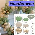 Huadunwen 103PCS Retro Green White Balloon Garland Beige Sand Balloons Arch Hot Selling Kit Birthday Party Wedding Valentine's Day Backdrop Decoration. 