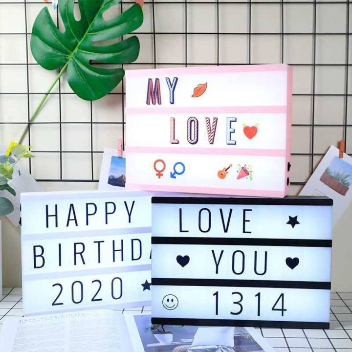 LED Light Up Box Cinematic Message Board Cinema Letters Numbers DIY