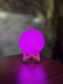 Rechargeable Touch Sensor Moon Lamp With Wooden Base Stand. 