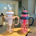 Straw wind belt cup lucky plastic cup summer good looking 2025 milk tea cup belly cute water bottle. 