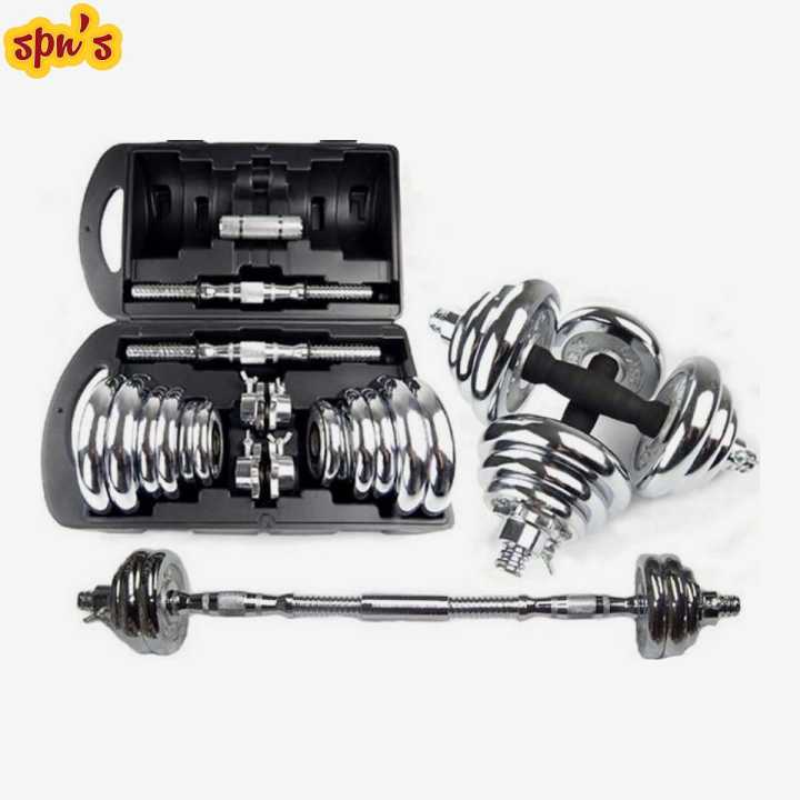 Spn'S%20York%2030%20Kg%20Adjustable%20Chrome%20Dumbbell%20Set%20With%20Barbell%20Connector%20-%20Image%204