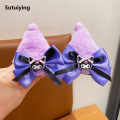 Sutuiying Sanrio Kuromi Plush Headband Cute Lolita Girls Face Wash Makeup New Hairband Funny Women Hair Clip Cosplay Halloween Props Gift. 