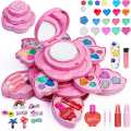 Bizzy Angel's Wings Girls Makeup Kit, Washable Girls Makeup Set Pretend Play Princess Makeup Birthday Gifts Toys for Girls Toddlers. 