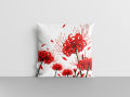 Red Floral Printed Cushion with Filling – Set of 4. 