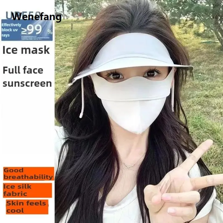 Wenefang%20Vinyl%20Mask%20Sunscreen%20Mask%20Summer%20Ice%20Silk%20Sunshade%20Full%20Face%202025%20Face%20Kini%20Female%20Anti-ultraviolet%20Outdoor%20Cycling%20Hat%20Brims%20-%20Image%203