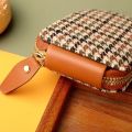 Zipper Houndstooth Short Wallet Mini  Multi-card Slot PU Leather Card Bag Card Pocket Coin Purse Card Holder Outdoor. 