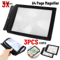 Aweisuan 1-3pcs A4 Magnifier 3X Magnifying Glass Page Large Sheet Magnifying Glass Book Magnification PVC Handheld Magnifier for Reading. 