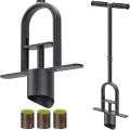 Durable Long Handle Grass Plugger Tool Ergonomic Steel Construction Bulb Planter Foot Ejector Heavy Duty Sod Plugger Tool Grass Repair. 