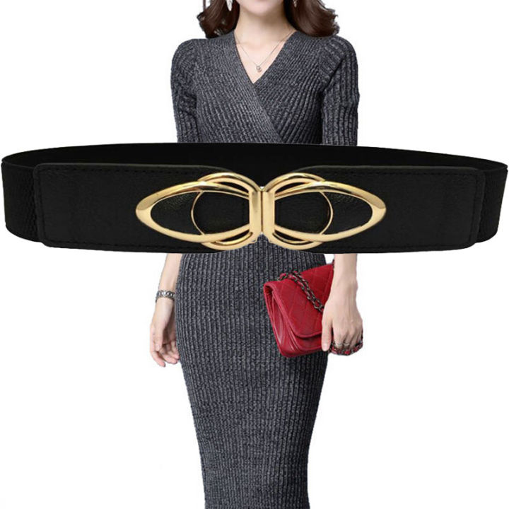 Plus Size Chunky Waist Belts For Dresses PU Leather Elastic Wide