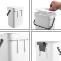 1.3 Gallon Kitchen Compost Bin Trash Can with Lid Food Waste Bin Small and Light Bathroom Trash Can White. 