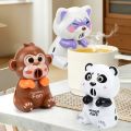 Cute Design 3 Speed Adjustable Monkey Hanging Cup Fan Quiet Operation Cartoon Style Portable Desktop Fan Pet Style Clip On Design Rechargeable Fan Desktop Use. 