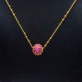 Gold Plated Panchadhatu Chain With White Stone Ball Locket For Women. 