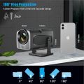 Hy320 Mini Portable Projector-5G WiFi 6,Bluetooth 5.0 and Android 11,Support 4K and 1080P Full Hd,12,000 Lumens,Led Projector with 4D/4P Auto Correction,180° Rotation,Electronic Zoom. 