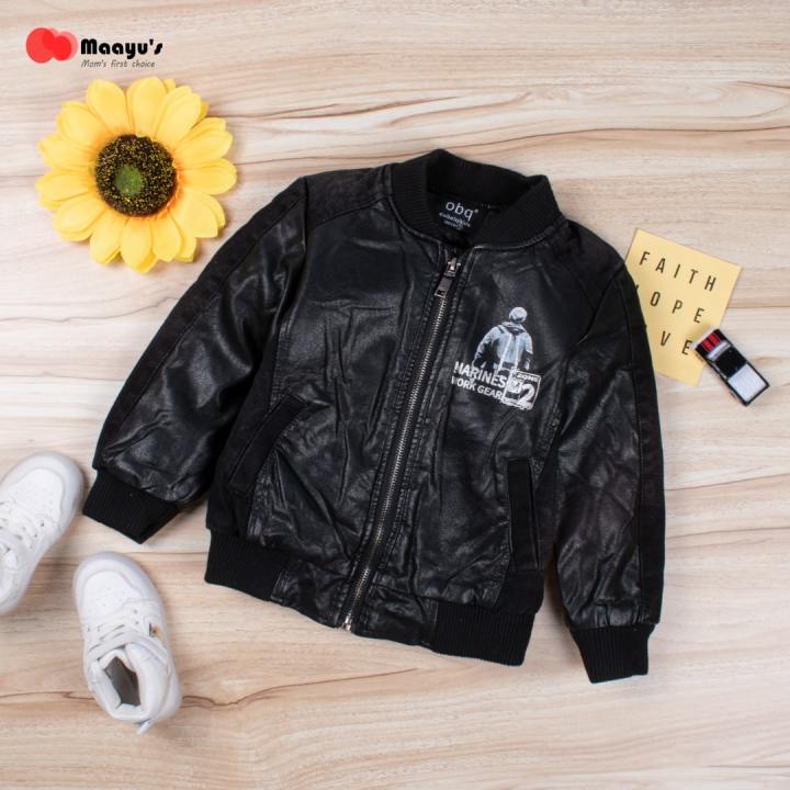 Leather Jacket Kids Black Bomber Jacket Yourturn Kids UNISEX