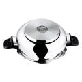 Vinod 18/8 Stainless Steel Magic Outer Lid Pressure Cooker - 5.5 Liters with a Pressure Cooker Lid, Straining Lid and Glass Lid. 