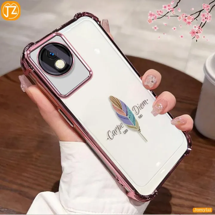 For%20Vivo%20Y02%20Vivo%20Y02A%20Vivo%20Y02T%20Soft%20Case%20Minimalist%20Feather%20Four%20Corners%20Anti-fall%20Cover%20Has%206%20Colors%20Black%20Golden%20Silver%20Blue%20Pink%20Purple%20-%20Image%205