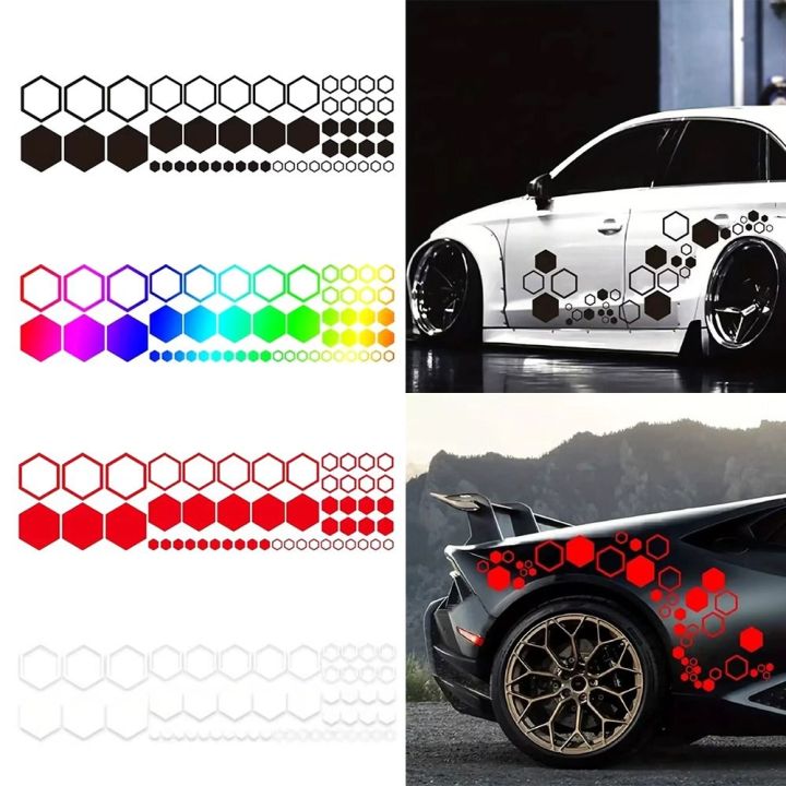 Car Cool Styling Decoration Waterproof Car Modification Car Decals Trims DIY Universal Vinyl Hexagon Honeycomb Decals Car Side Body Sticker