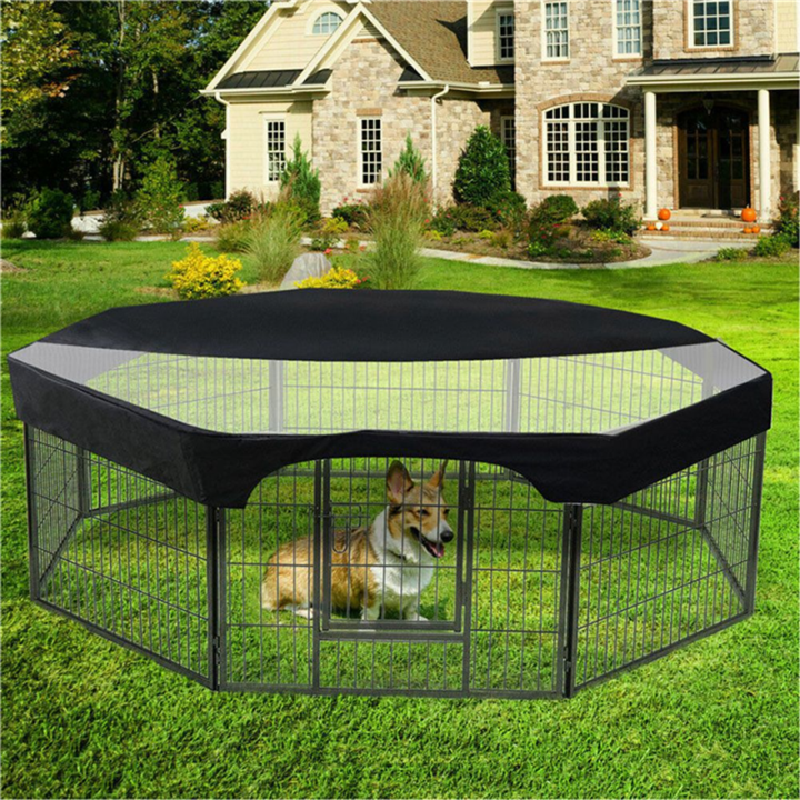 Octagon%20Pet%20Playpen%20Cover%20Mesh%20Fabric%20Sunscreen%20Cover%20Black%20Covers%20Puppy%20Cat%20Fence%20Cage%20Covers%2024%20Inches%20-%20Image%202