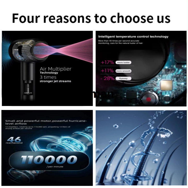 Hair dryer for household negative ions without damage to hair, high wind power high speed drying silent professional hair dryer